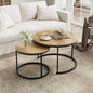 Smuxee Nesting Coffee Table Set of 2, 27.6" Round Coffee Table Wood Grain Top by Smuxee