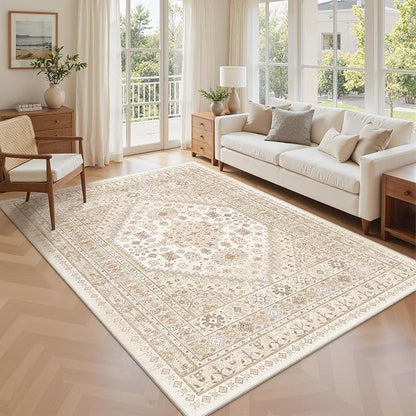 5x8 Area Rugs for Living Room, Large Washable Rug, Dining Room, Low Pile by Zesthome