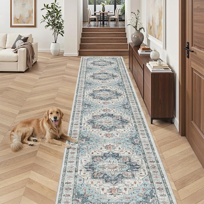 Madane Hallway Runner Rug 2'6''x16' Kitchen Runners Vintage, Soft Low Pile - Image 4