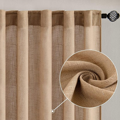 MIULEE Brown Linen Curtains 52x84 Inch - Image 2