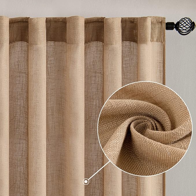 MIULEE Brown Linen Curtains 37x84 Inch Long - Image 2