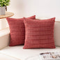 Pack of 2 Corduroy Decorative Throw Pillow Covers 22x22 Inch, Cranberry Red | by Unknown