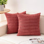 Pack of 2 Corduroy Decorative Throw Pillow Covers 16x16 Inch, Cranberry Red | by Unknown