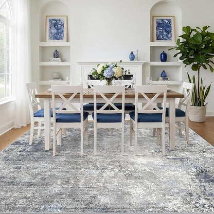 9x9 Square Rug for Living Room Washable Non-Slip, Soft Modern Neutral Carpet - Image 4