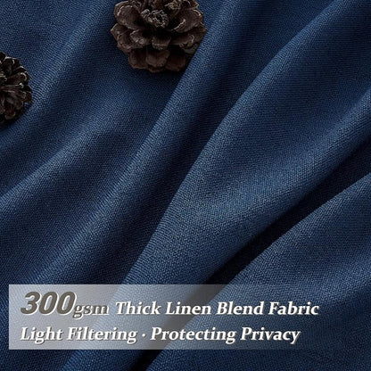 Pleat Sheer Denim Blue Curtains 84 Inch Length 2 Panels Set - Image 2