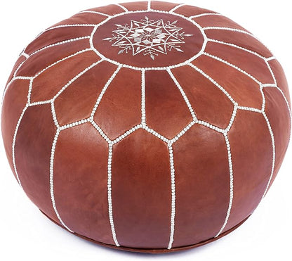 Marrakesh Gallery Genuine Leather Round Pouf Unstuffed by MarrakeshGallery
