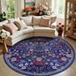 PLHXFR Round Area Rug Living Room: 8 ft Floral Washable Soft Carpet Blue | by PLHXFRSoftAreaRugs