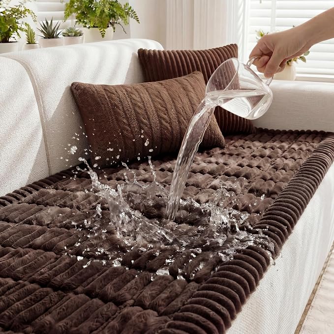 Fixwal Waterproof Flannel Dog Couch Cover, 27.6" x 82.7", Dark Brown | by Fixwal