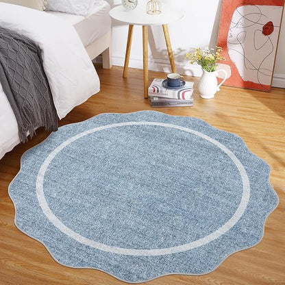 GarveeHome Scalloped Round Area Rugs, Washable Small Round Rug 3ft Non-Slip | - Image 3