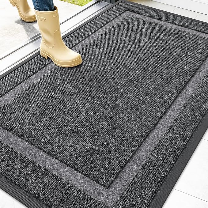 OLANLY Front Door Mat Outside 47x30, All-Season Heavy-Duty Rubber Doormat | Grey by OLANLY