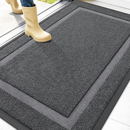 OLANLY Front Door Mat Outside 47x30, All-Season Heavy-Duty Rubber Doormat | Grey by OLANLY