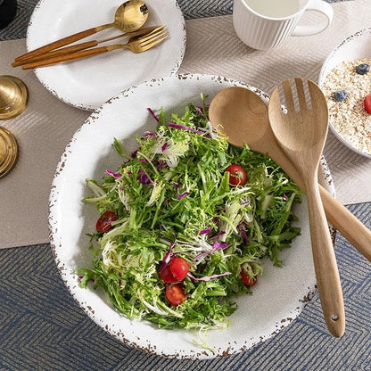 Rustic White Melamine Pasta Bowls, 6 Pack 9.25 inch Serving Bowls, Wide and Shallow All-purpose Bowl, Unbreakable Kitchen Bowls for Salad, Pasta, Ramen, Soup, Noodle, Fruit. Dishwasher Safe…