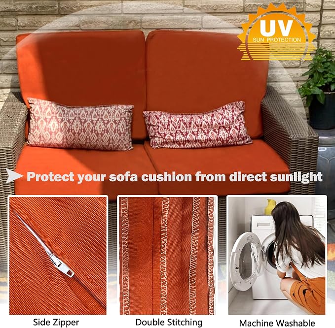 Sqodok Patio Cushion Cover 25x25 inch, Outdoor Seat Cushion Slip Cover - Image 5