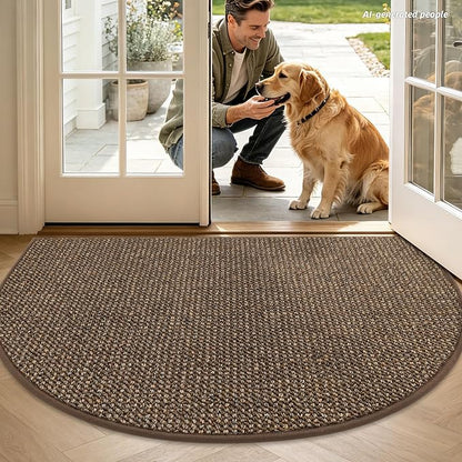 BEQHAUSE Dirt Trapper Door Mat 36" x 60" Half Circle Non Slip Rugs, Absorbent - Image 2