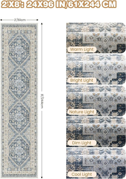Runner Rug 2x8 Runners for Hallways Non Slip Washable, Low Pile Soft Hallway - Image 2