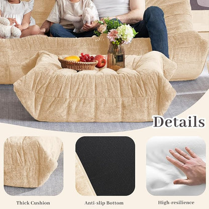 Bean Bag Ottoman, Memory Foam Lazy Bean Bag Sofa, Fireside Chair Foot Rest - Image 5