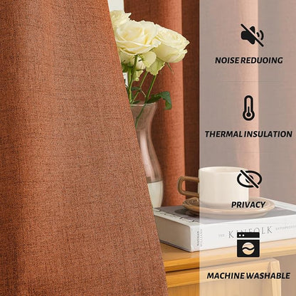 Yakamok Burnt Orange Linen Curtains 72 Inches Long - Image 5