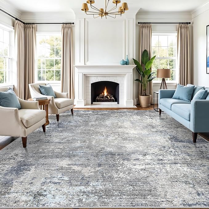 12x14 Living Room Area Rug – Washable Non-Slip Soft Large Room Rugs by BYYVOORugsforYourHome