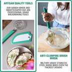 Artisan Bread Whisk and Bench Scraper Duo - Essential Dough Mixer Tools - Sourdough Bread Baking Supplies