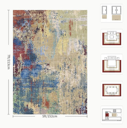 5x7 Area Rugs - Modern Abstract Washable Rug, Ultra Soft Non Slip Low Pile - Image 2