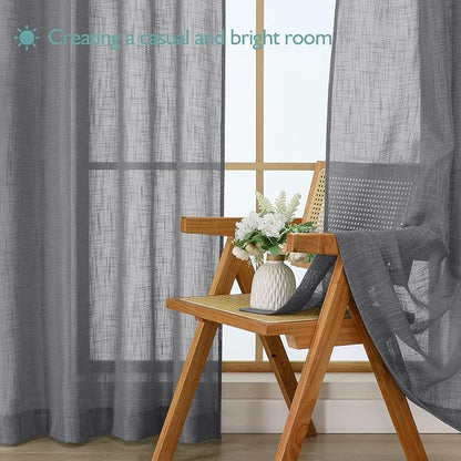 Chyhomenyc Extra Long Charcoal Grey Semi Sheer Curtains 120 Inches Long 2 Panels - Image 7