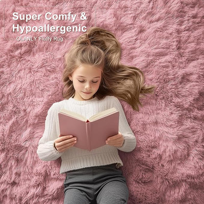 OLANLY 2x3 Machine Washable Small Bedside Rug, Soft Fluffy Shaggy Entryway - Image 6