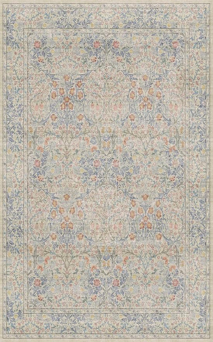 Washable Beige Blue 5x8 Area Rug - Image 2