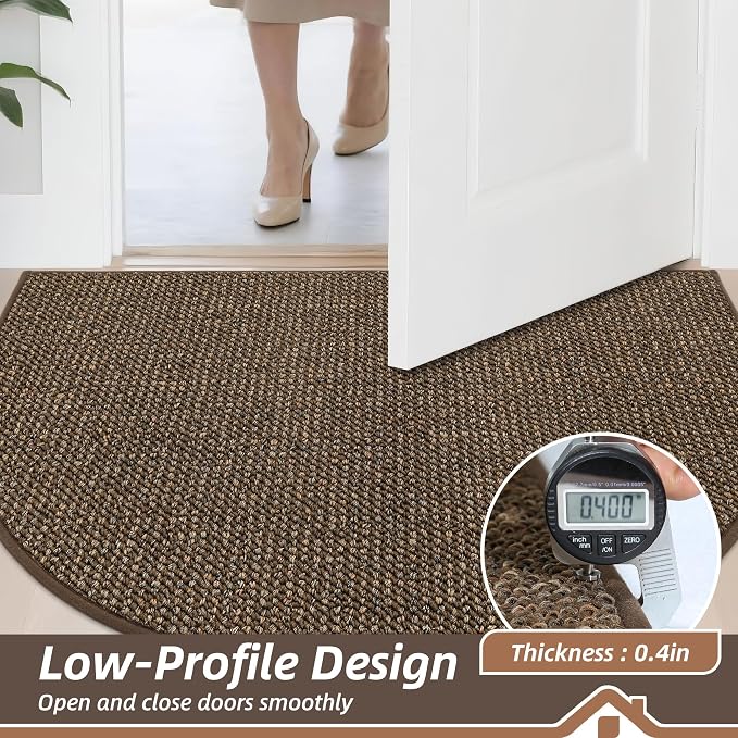 BEQHAUSE Dirt Trapper Door Mat 26" x 40" Half Circle Non Slip Rugs, Absorbent - Image 5