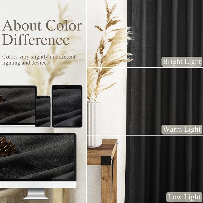 Black Linen Curtains 90 Inches Long - Image 3