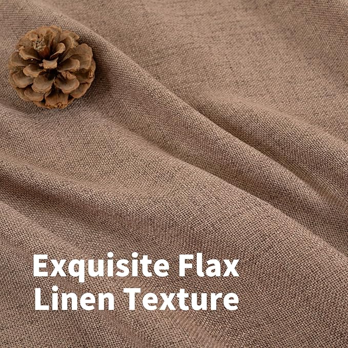 YoungsTex Mocha Brown Linen Curtains 95 Inch Length - Image 4