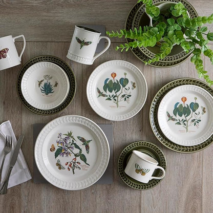 Portmeirion Botanic Garden Harmony 10.5" Dinner Plate, Papilio Emerald & Woody Nightshade Motif - Dishwasher, Microwave, Oven & Freezer Safe Earthenware - Elegant Spring Tableware for Brunch & Parties