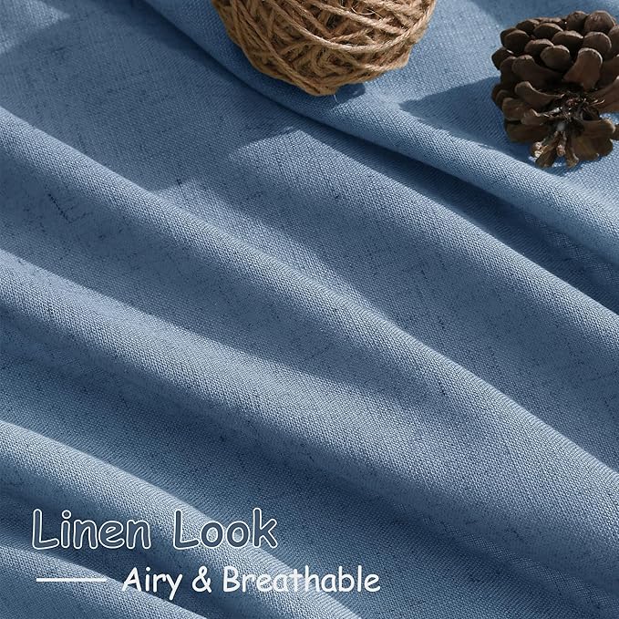 Stone Blue Linen Curtains 96 Inches Long - Image 3