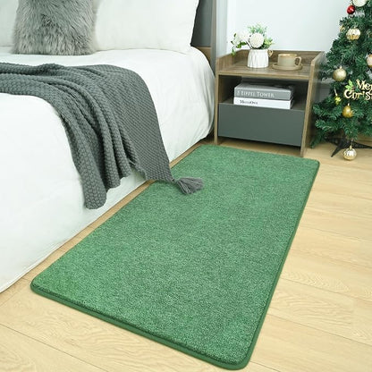 Small Area Rugs for Bedroom, 2×4 Non Slip Runner Rug, Matte Green | Washable by AROGANAREARUG