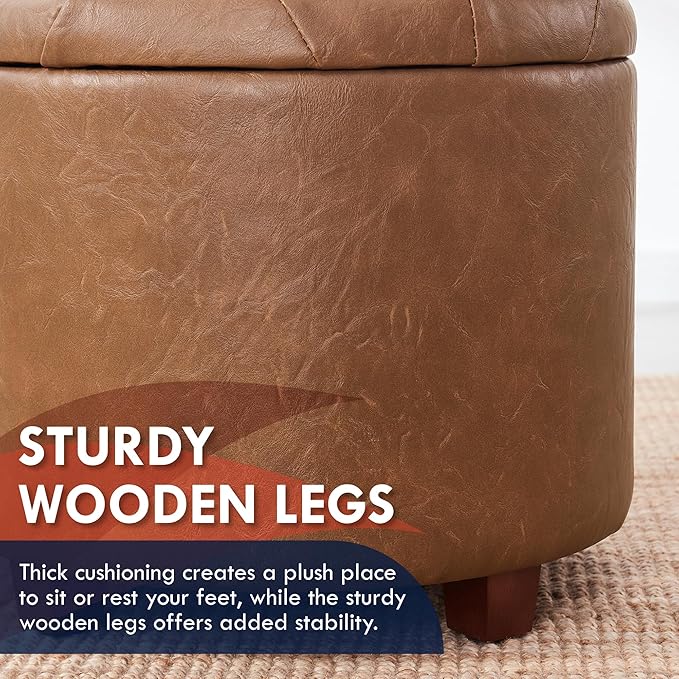 Ornavo Home Round Storage Ottoman - Image 6