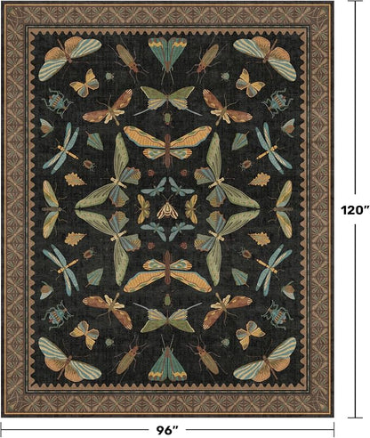Black Washable Insect Area Rugs 8x10 - Image 2