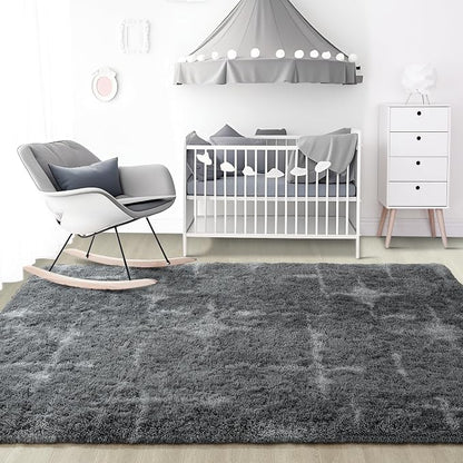 4x6 Grey Fluffy Soft Area Rug Non-Slip - Image 7