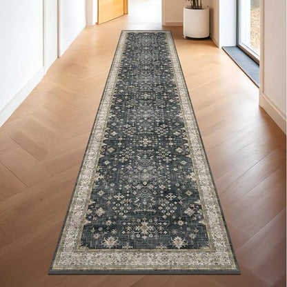 Black Boho Washable 3x16 Extra Long Runner Rug - Image 6