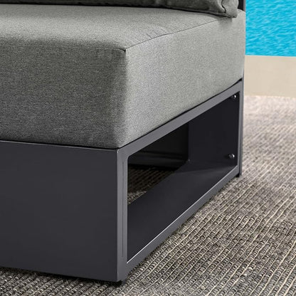 Modway Tahoe Aluminum Armless Patio Gray Charcoal Modular Weather-Resistant - Image 9