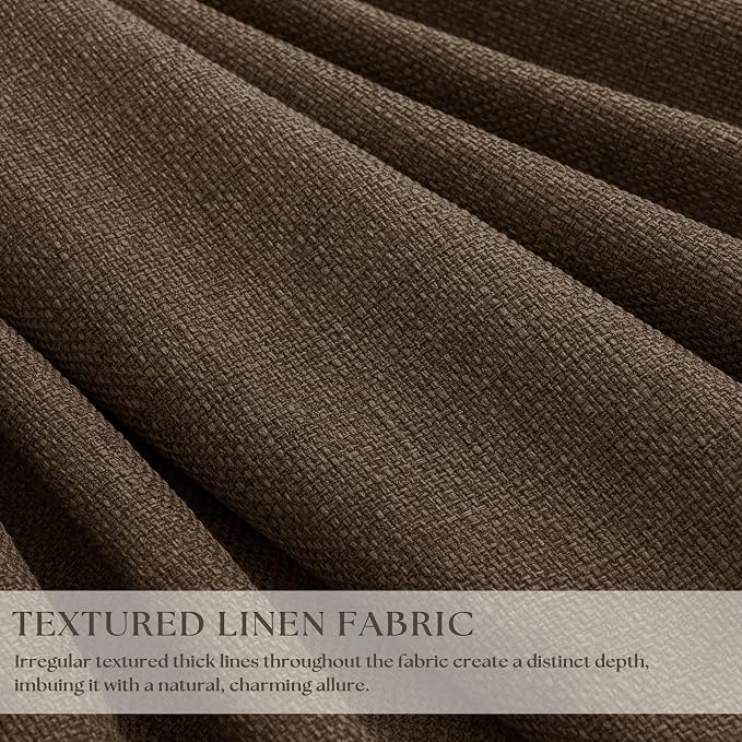 Dutch Cocoa 108 Inch Pinch Pleated Blackout Linen Curtains - Image 2