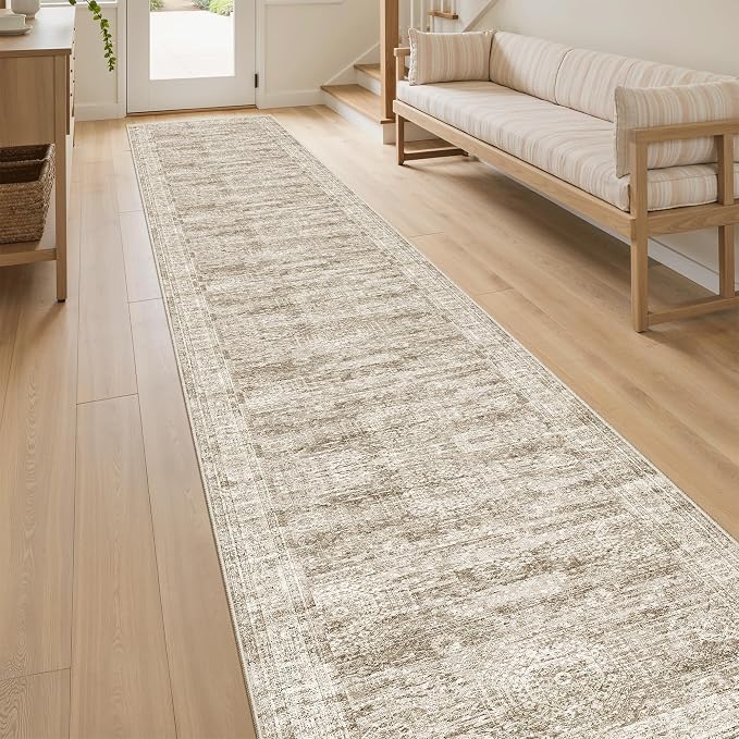 Soalmost Runner Rug 2x12 Washable Non-Slip Hallway Kitchen Runners Brown | - Image 3