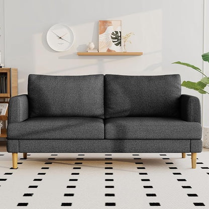 70" Modern Loveseat Sofa with USB Type-C Ports, Linen Fabric 2-Seater Deep Seat by LivingGiving