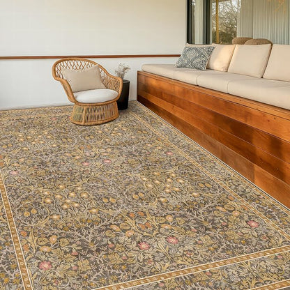 Gold Brown Floral Living Room Rug 5x7 - Image 8