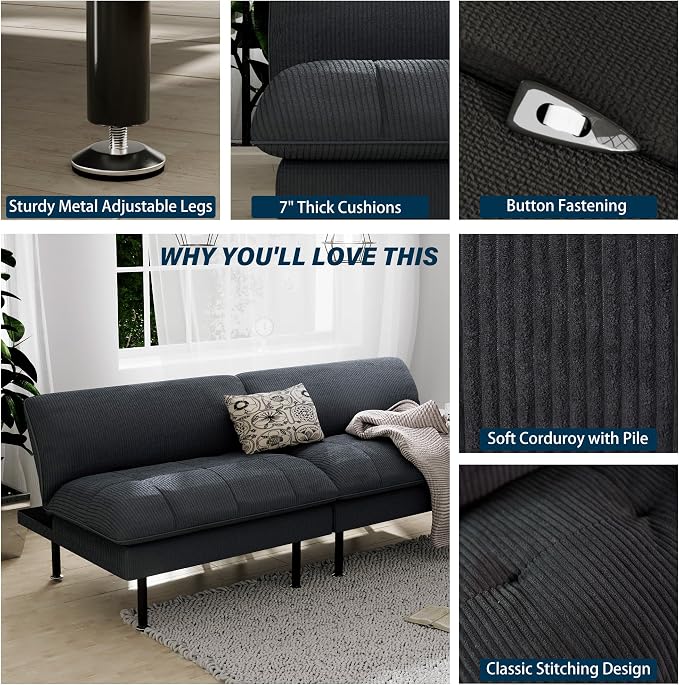 Ribilake 70" Futon Sofa Bed, 4 in 1 Multi-Function Couch Sleeper - Image 7