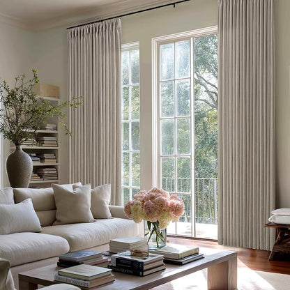 Taupe Pinch Pleated Thick Linen Memory Shaped Semi Sheer Curtains W50xL98 | 98 - Image 8