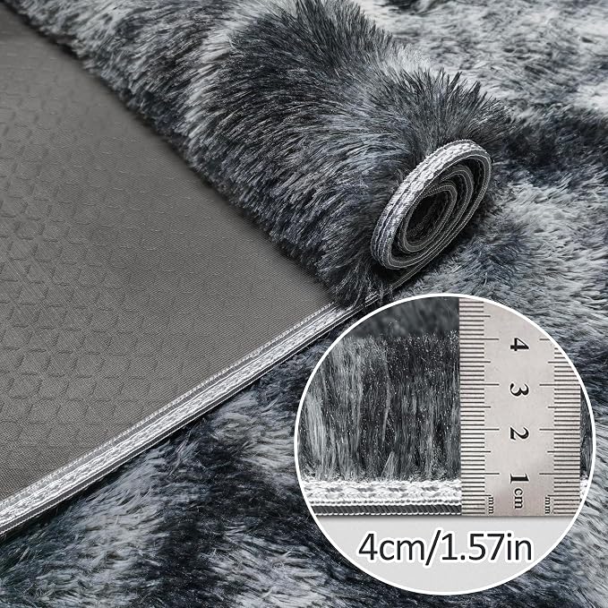 Tie-Dyed Dark Grey 2x8 Machine Washable Runner Rugs - Image 5