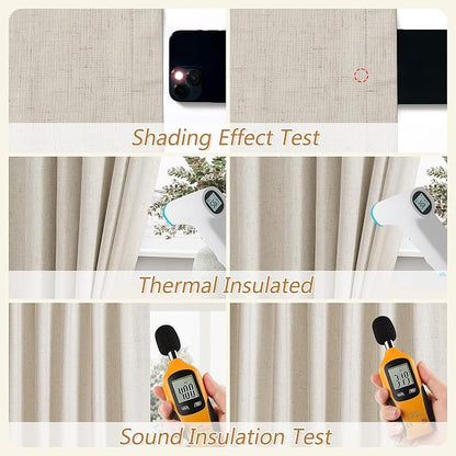 100% Blackout Linen Curtains for Bedroom 90 inches Long, Thermal Insulated Room - Image 5