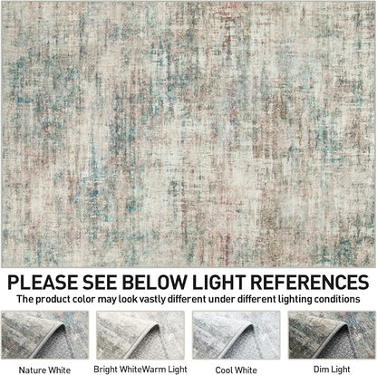 8x10 Area Rugs for Living Room: Washable Abstract Multi Color Carpet | Non-slip - Image 7