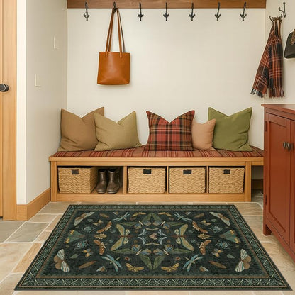 Dark Green Rug for Entryway Indoor- 3x6 Large Washable Kitchen Rug, Non Slip - Image 6