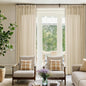 Pinch Pleat 72 x 96 Inch Linen Curtains Extra Wide Beige Semi Sheer | Neutral by DUKIYO