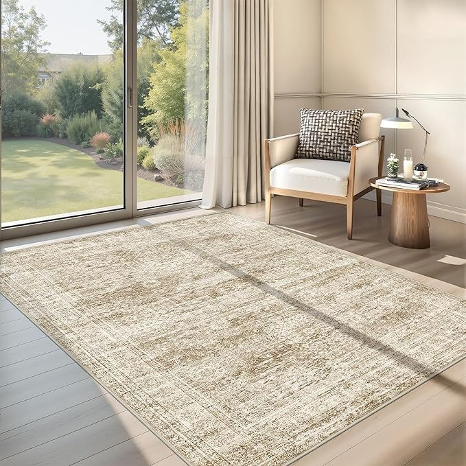 3x5 Rug for Entryway, Washable Area Rug, Living Room, Dining Room, Neutral Rug - Image 3